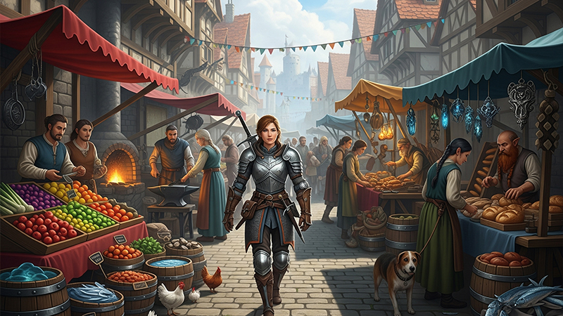 中世ファンタジー世界をモチーフとするゲーム内のイメージ画像