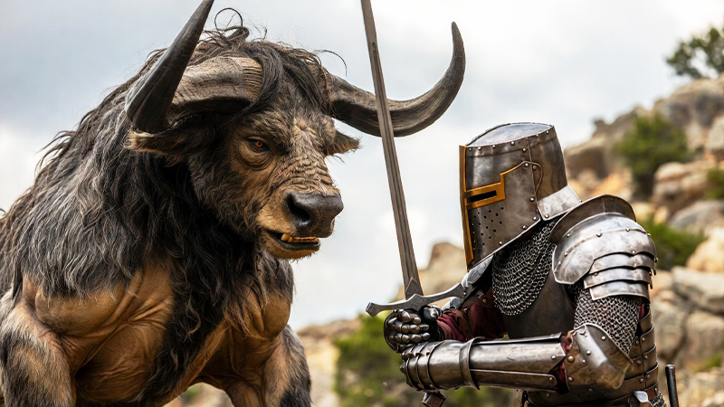 ファンタジー世界の戦闘シーンのイメージ画像