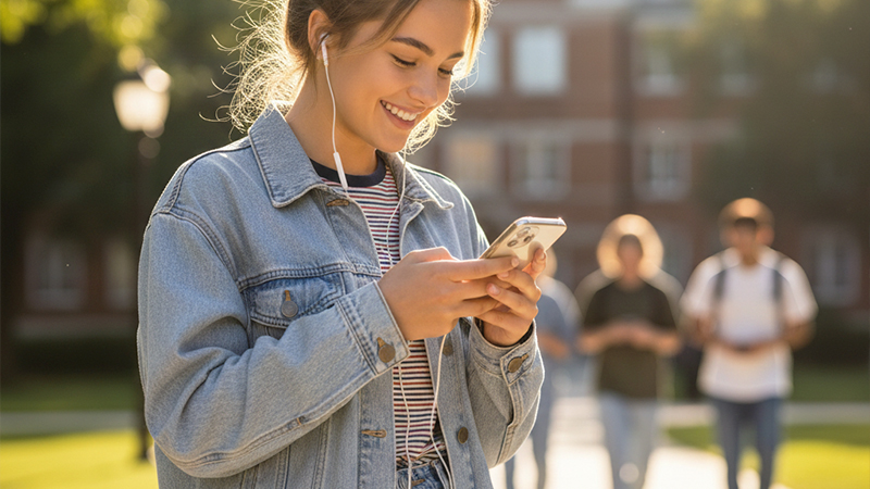 ストリーミング音源を聴いている女性のイメージ画像
