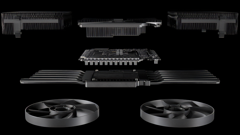 RTX 5090リファレンスモデルの分解図
