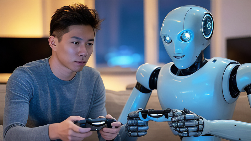人間と一緒にゲームをプレイするAIのイメージ画像