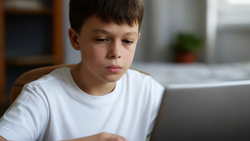 パソコンでSNSをやっている中学生のイメージ画像