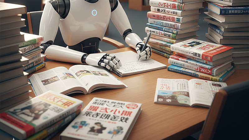 日本について勉強しているAIのイメージ画像