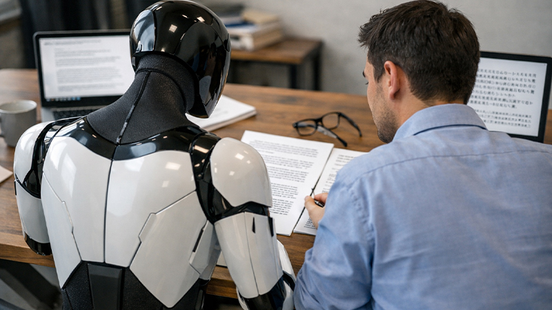 人間とAIの共同翻訳作業のイメージ画像