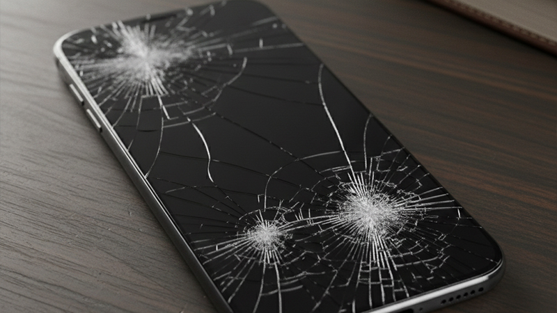 画面がひび割れたスマホのイメージ画像