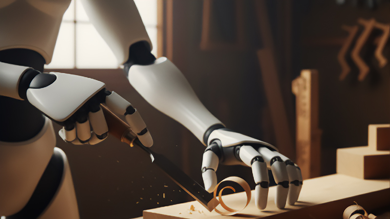 木工仕事をするロボットの手元のイメージ画像