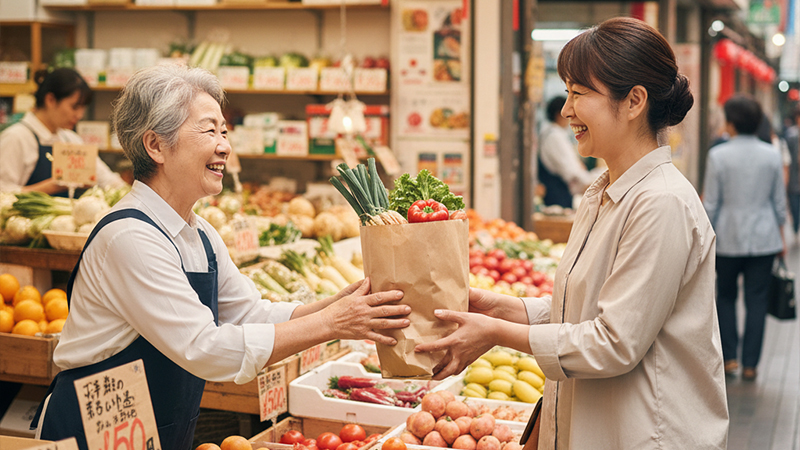 店主と客のやり取りのイメージ画像