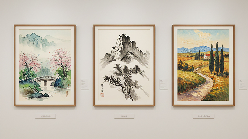 異なる手法で描かれた絵のイメージ画像