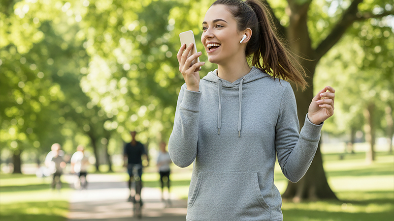 デジタルAIと対話する女性のイメージ画像