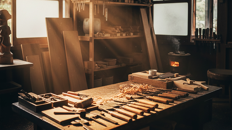 誰もいない職人工房のイメージ画像