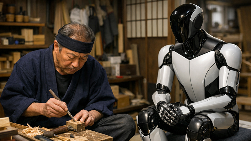 職人とAIロボットのイメージ画像