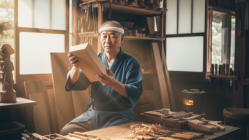 材料を吟味する職人のイメージ画像