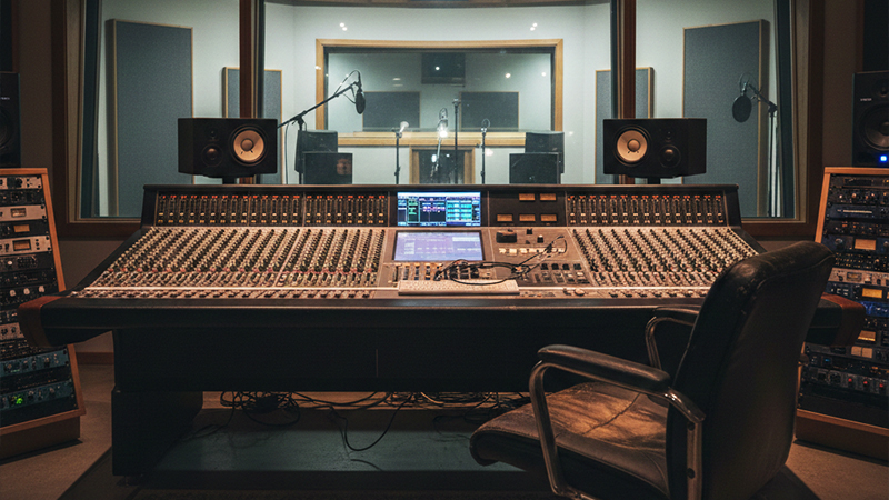 音楽スタジオにあるコンソールのイメージ画像