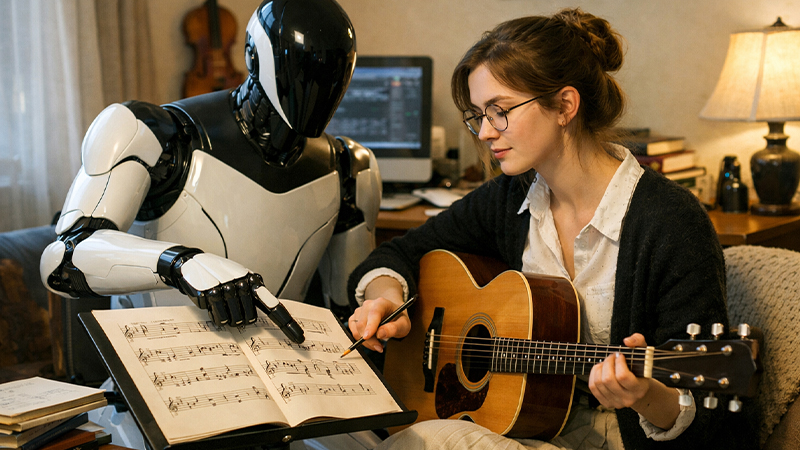 AGIと音楽を共創する女性のイメージ画像