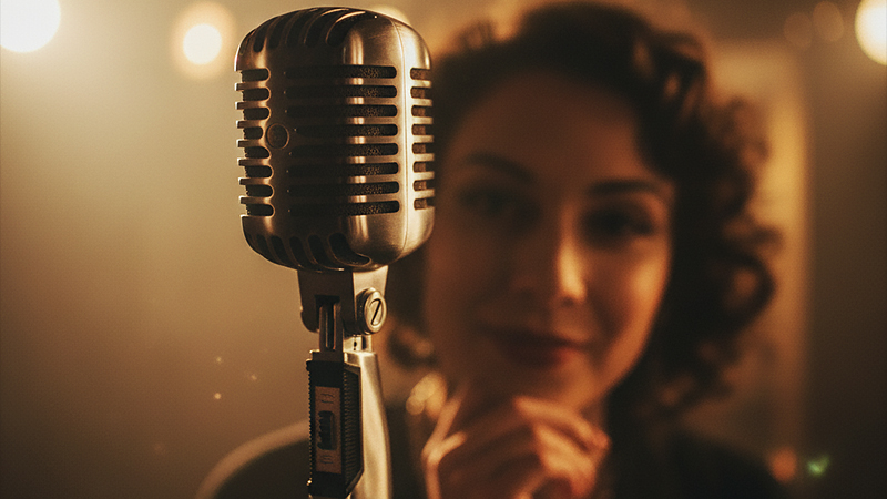 マイクスタンドのアップのイメージ画像