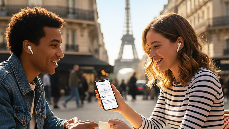 進化した補聴器機能を利用している女性のイメージ画像