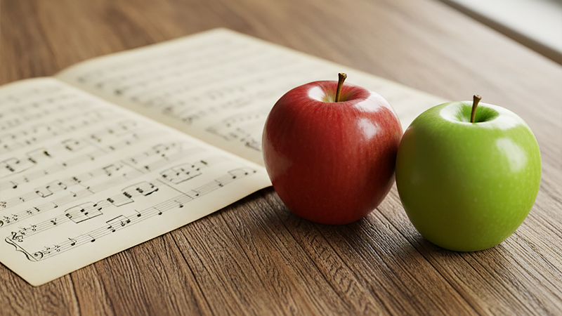 テーブルに置かれた楽譜のイメージ画像