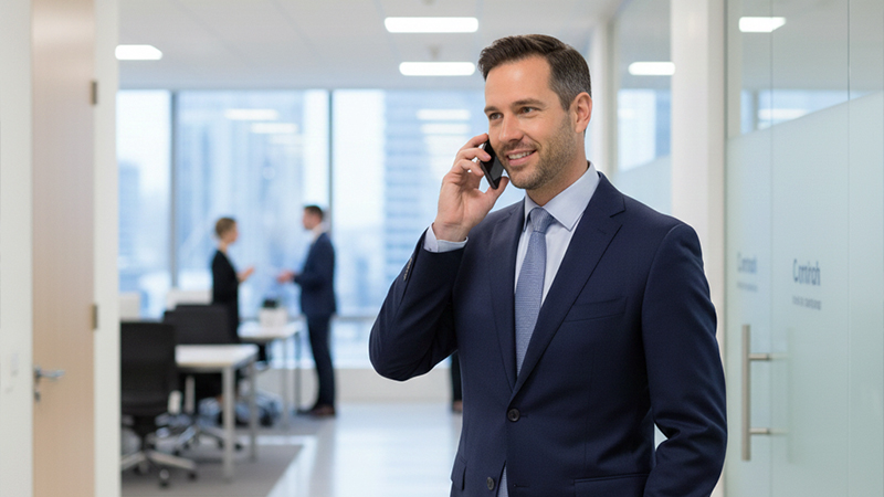 AIエージェントを利用しているビジネスマンのイメージ画像