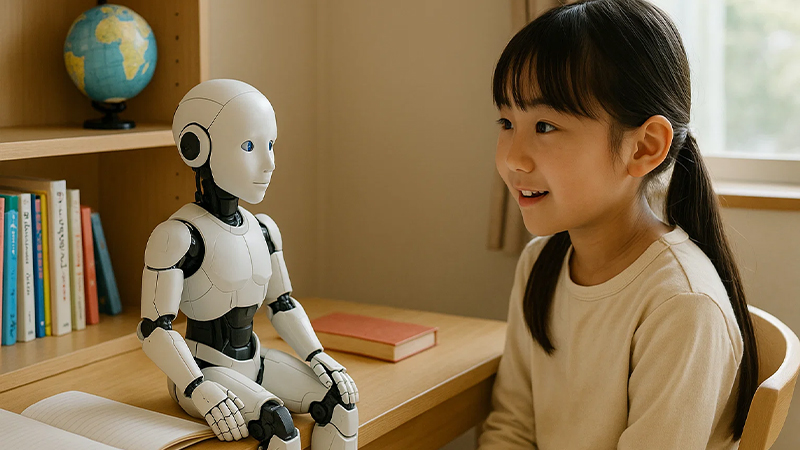 小型ヒューマノイドと子供のイメージ画像