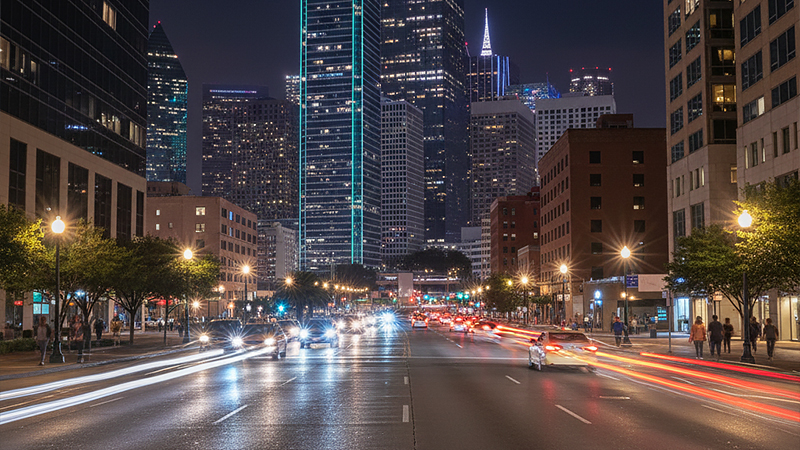 夜間のダラスのイメージ画像