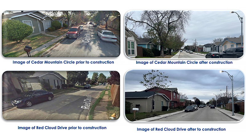 ダラス市内地域の道路整備前後のイメージ画像
