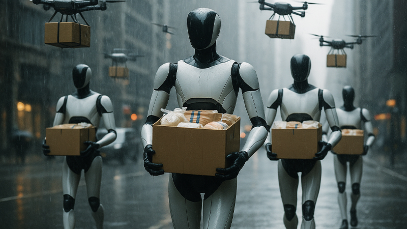 ロボットとドローンの災害派遣イメージ画像