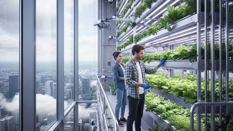 垂直農場を利用している人間のイメージ画像