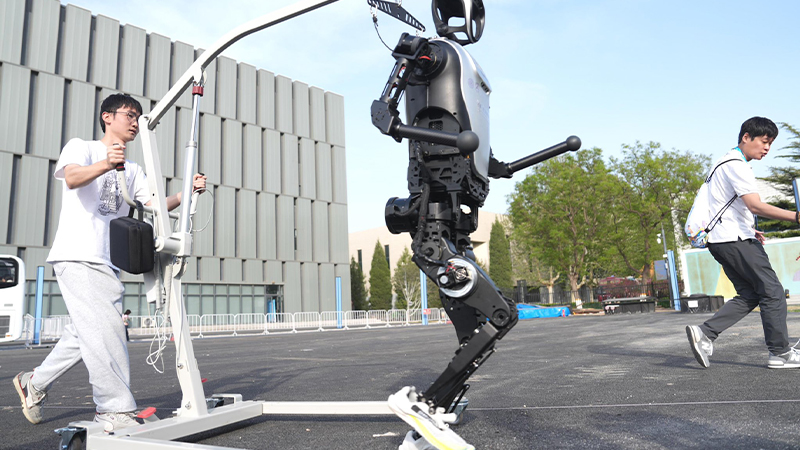 ロボットを走らせる研究者
