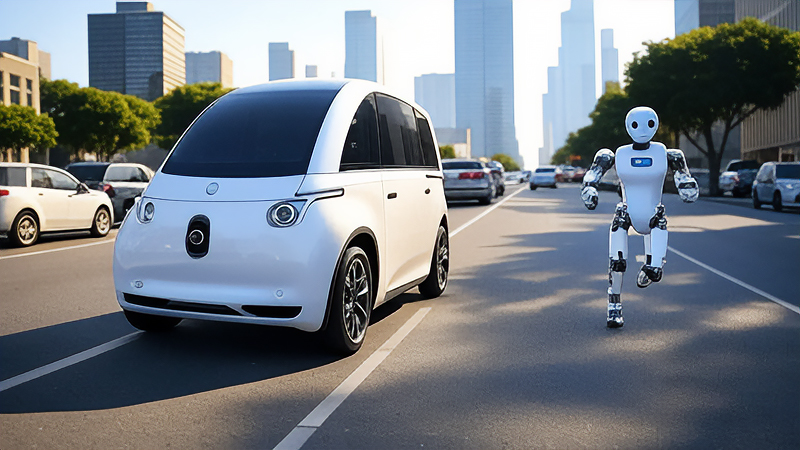 AIロボットと自動運転車両のイメージ画像