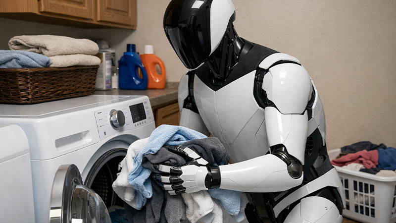 洗濯をしているAIロボットのイメージ画像
