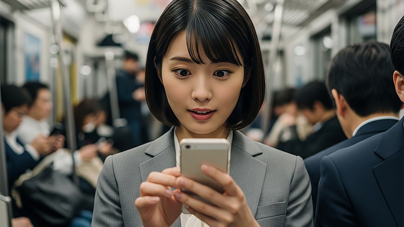 電車内での情報収集のイメージ画像