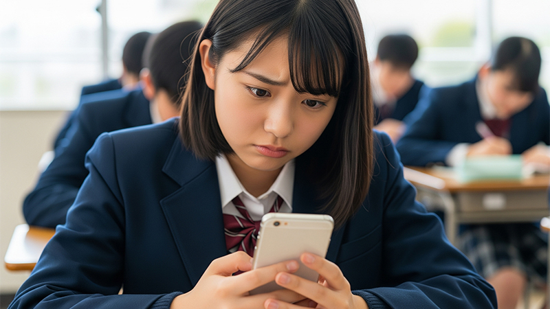 スマホの異変に気づく高校生のイメージ画像