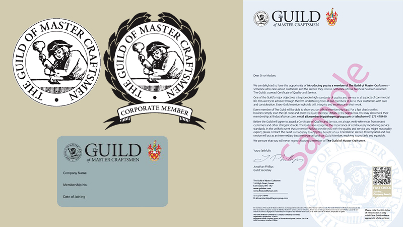 「The Guild Of Master Craftsmen」の会員証・紹介状・エンブレム