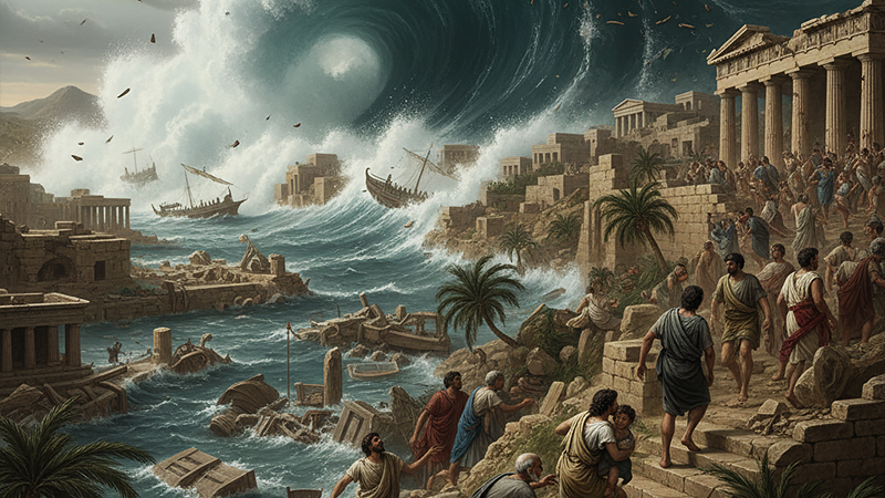 クレタ島を襲った大津波のイメージ画像