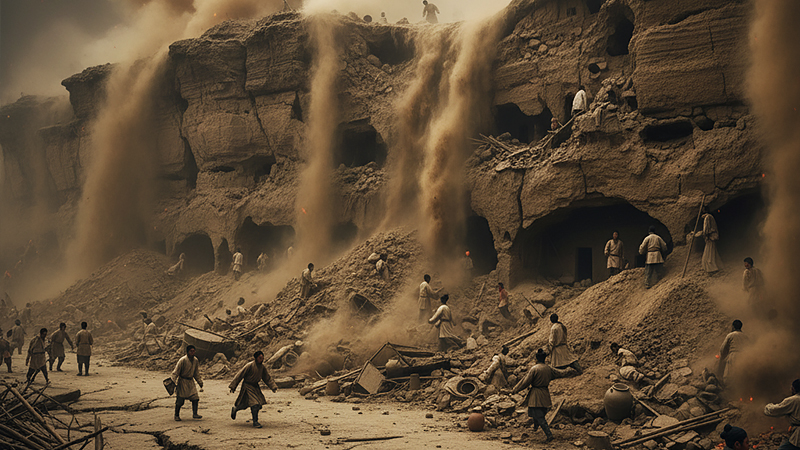 崩れ去る「窰洞(やおとん)」のイメージ画像