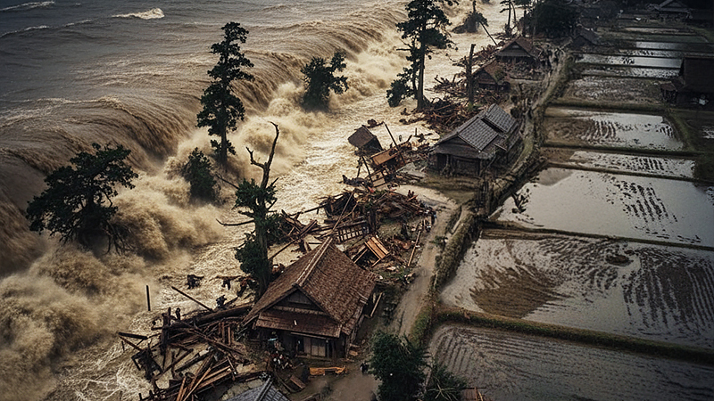 宝永地震の津波のイメージ画像
