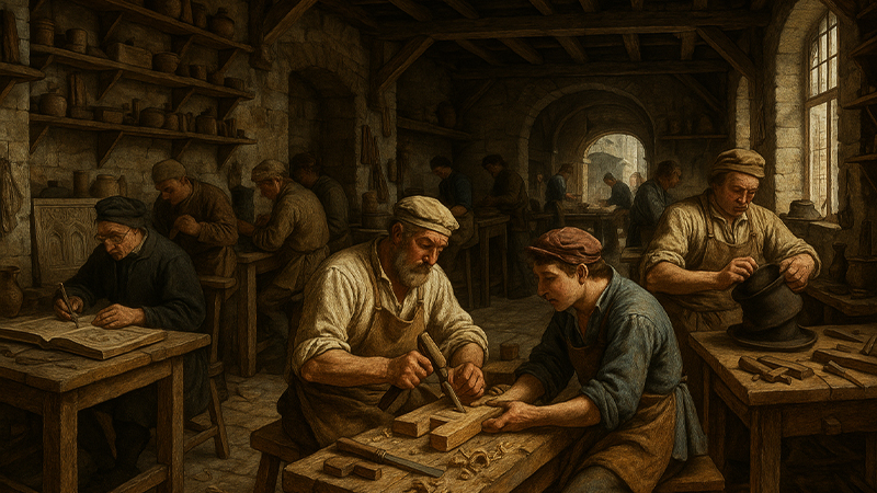 12世紀ごろの職人ギルドのイメージ画像