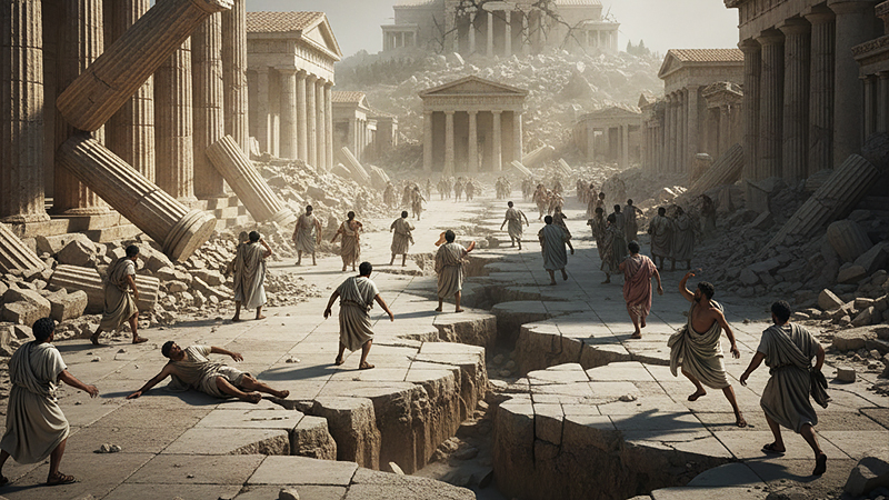 クレタ島地震発生の瞬間のイメージ画像