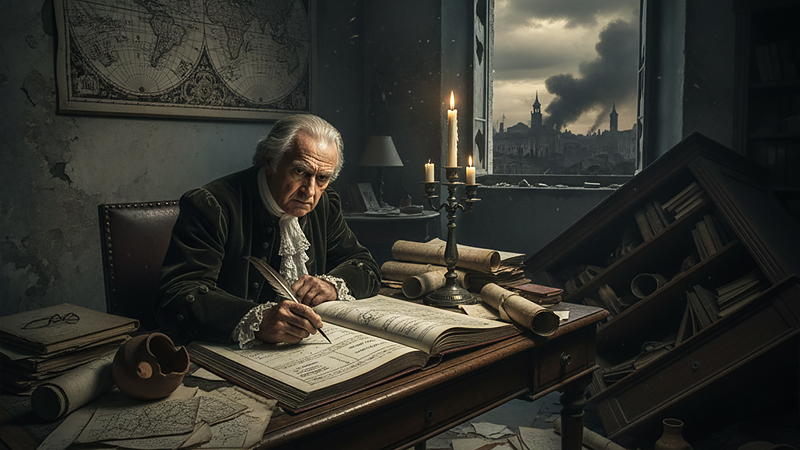 地震の記録を書き記す人物のイメージ画像