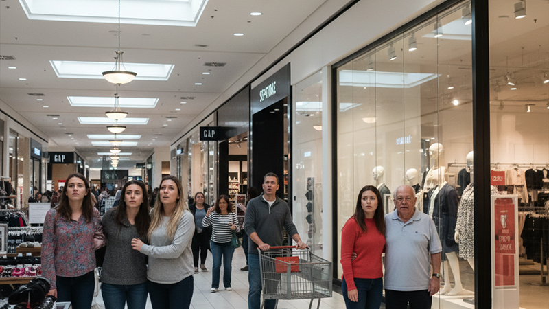 ショッピングモール内で地震が発生したイメージ画像