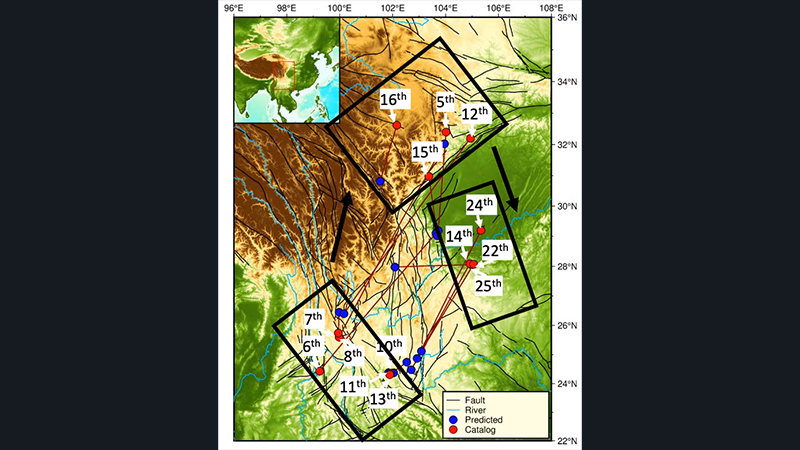 中国におけるAI地震予測の結果画像