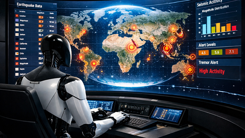 地震データを解析しているAIのイメージ画像