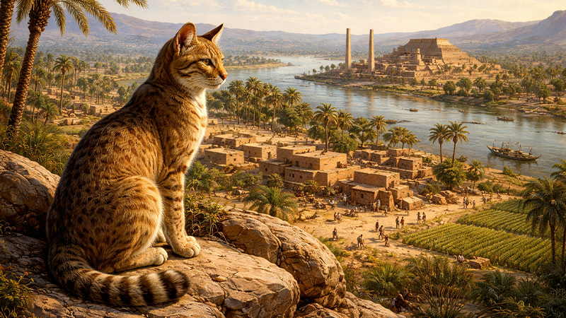 古代エジプト文明とリビアヤマネコのイメージ画像