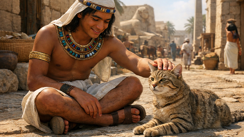 エジプト人とリビアヤマネコのイメージ画像