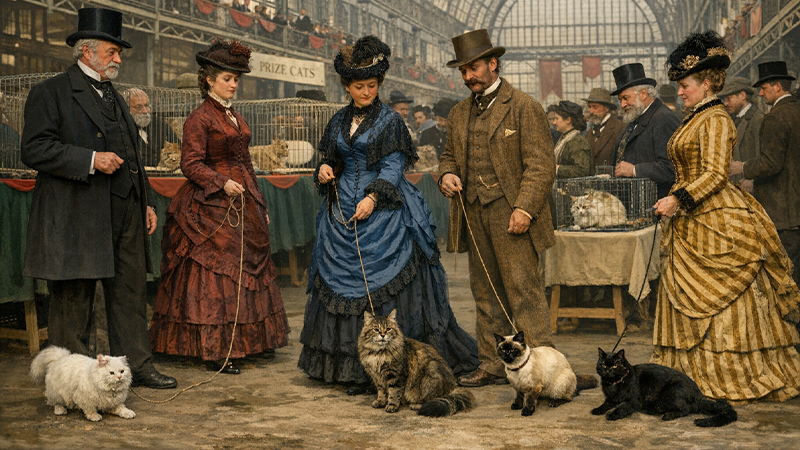 水晶宮における世界初のキャットショーのイメージ画像