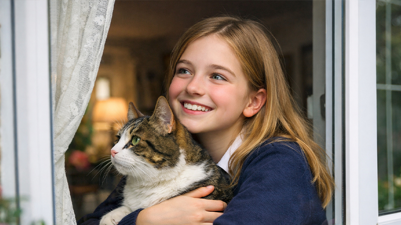 猫と少女のイメージ画像