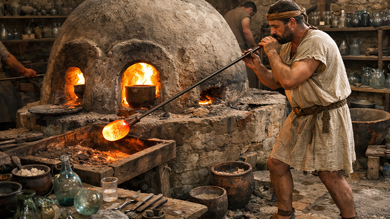 古代のガラス製造のイメージ画像