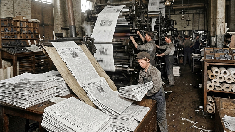 19世紀後半のアメリカの印刷所のイメージ画像