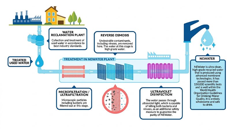 「NEWater」の濾過工程図