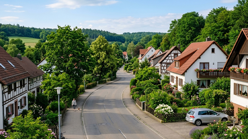 ドイツ郊外の住宅地のイメージ画像